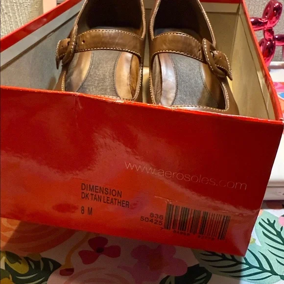 AEROSOLES Tan Leather Mary Jane Shoes - Picture 7 of 8